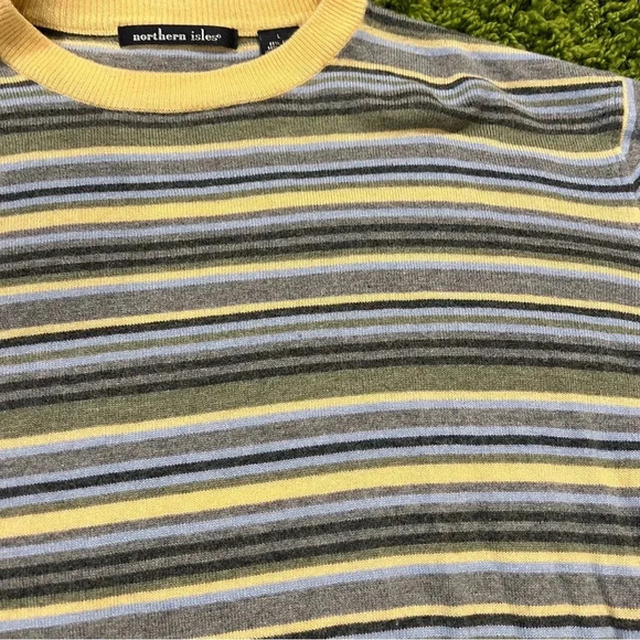 Vintage Northern Isles Pastel Striped Cashmere Blend Knit Sweater - Picture 3 of 5